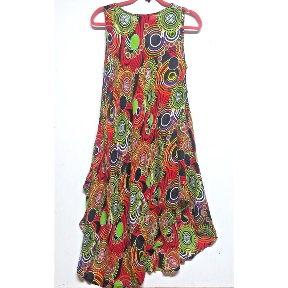 Summer Beach Dress Umbrella One Size Boho Hippie Multicolor Mandala circles EUC - Picture 4 of 9